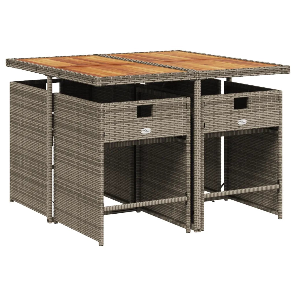 Set da Pranzo da Giardino 5 pz | Set Salotto da Giardino con Cuscini in Polyrattan Grigio