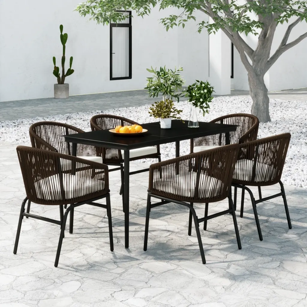 Set Mobili da Pranzo per Giardino 7 pz Marrone 3099248