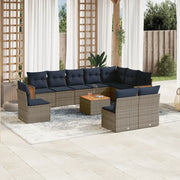 Set Divani da Giardino 11 pz con Cuscini Grigio in Polyrattan 3227762