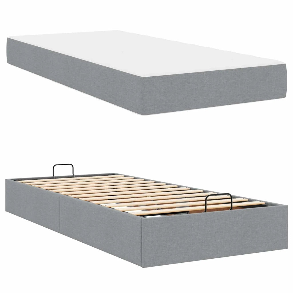 Struttura letto con materasso 2 pcs Grigio chiaro Tessuto