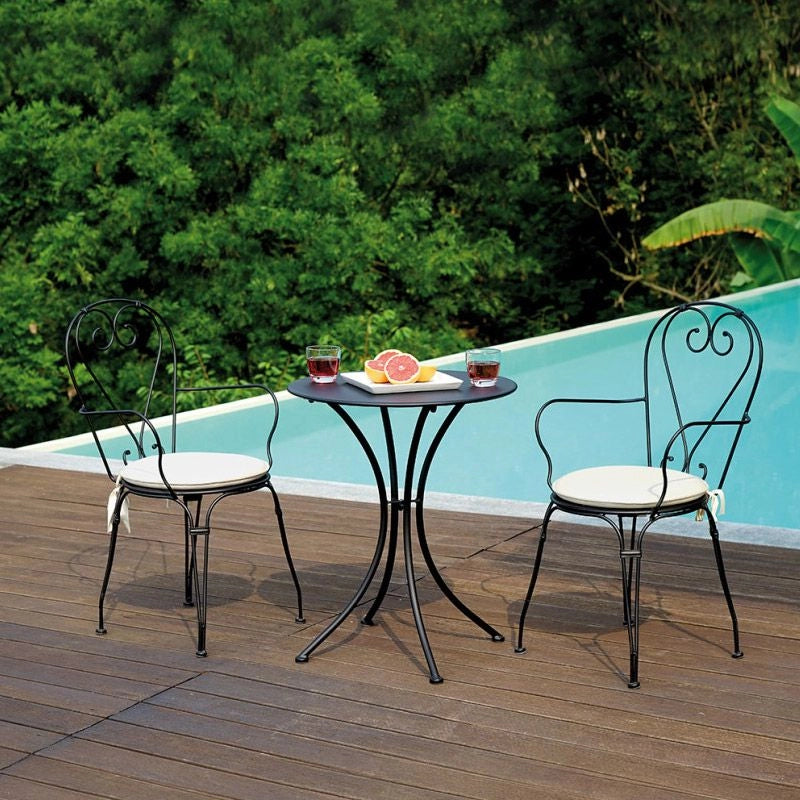 Tavolo In Ferro Rotondo Baviera  90 X H74 Cm - Nero Colore: Nero, Altezza: 72 cm