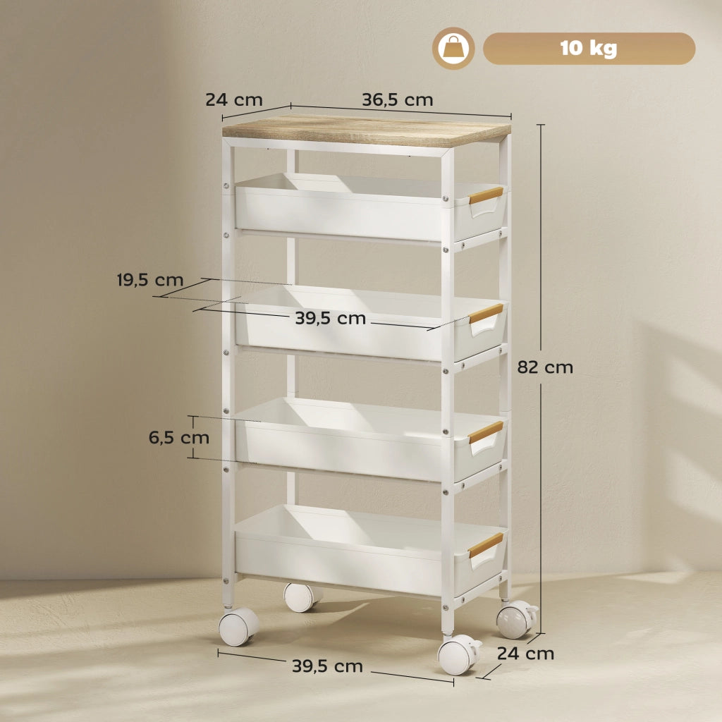 Carrello da cucina con cassetti ¨C zephmum ¨C Bianco