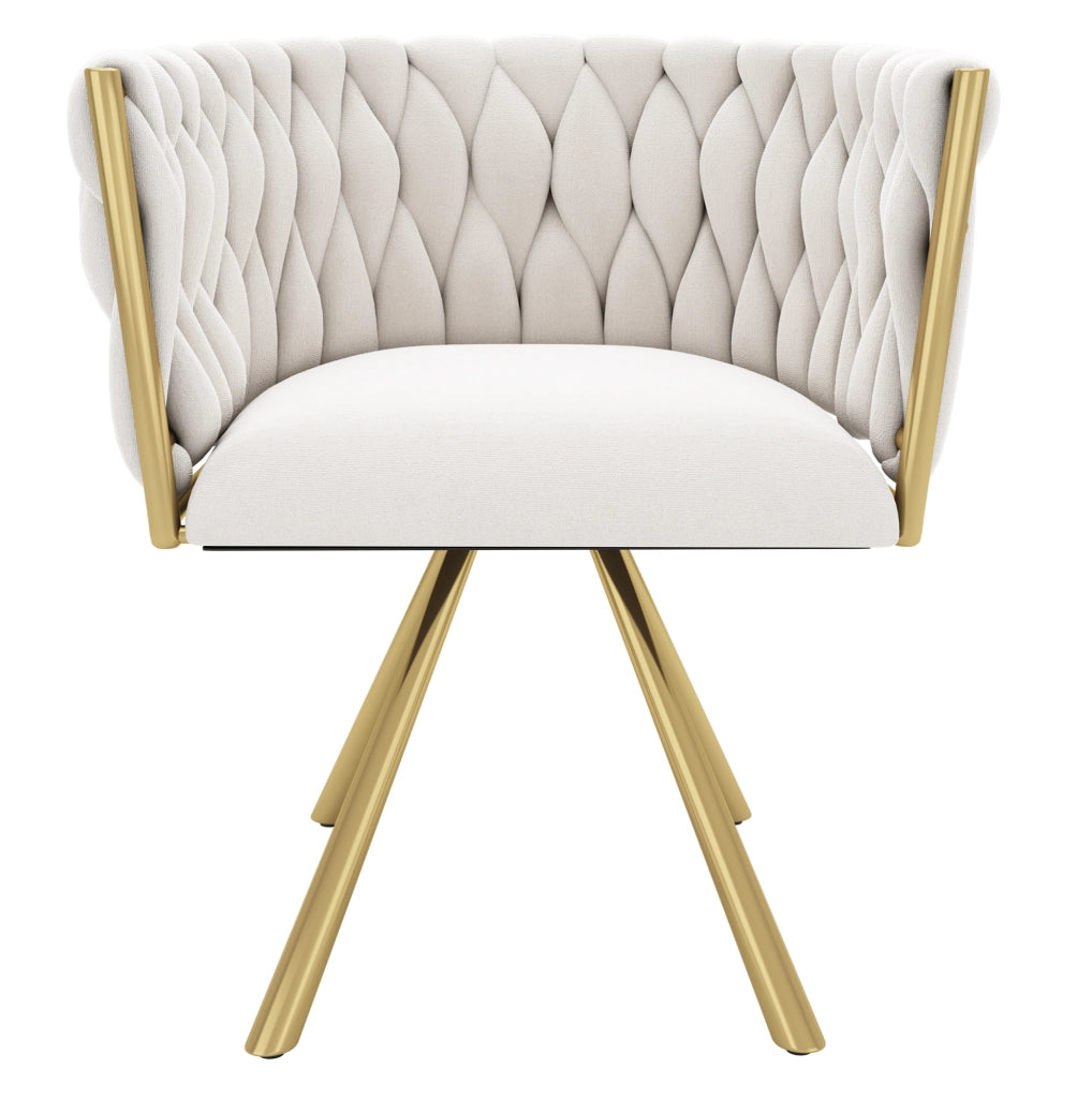 Sedia da pranzo girevole 58.42x54.61x45.09 cm con rotazione 360°; in velluto; beige e oro