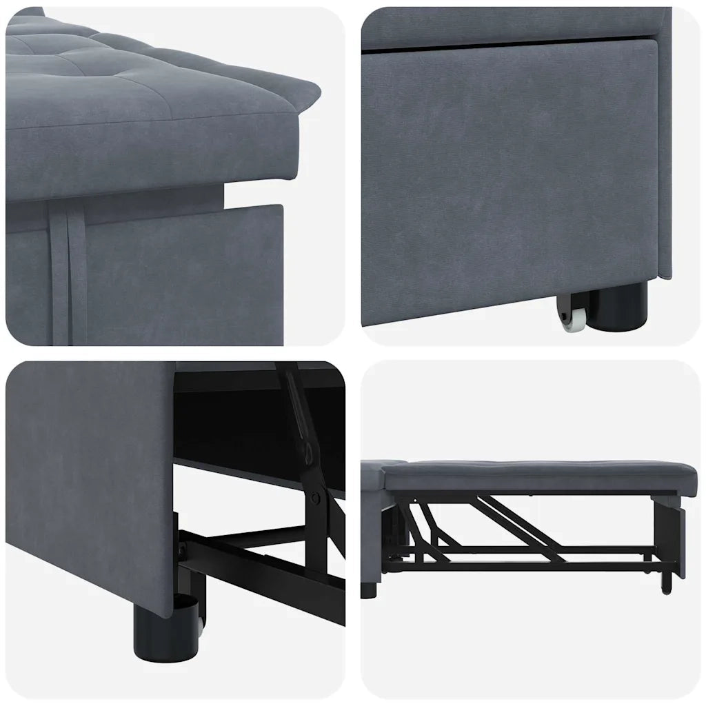 vidaXL Divano Letto Grigio scuro 67 x 194 x 38 cm Velluto