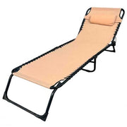 Trade Shop - Lettino Prendisole Sdraio Senza Parasole In Textilene Crema Reclinabile Giardino 483009 -