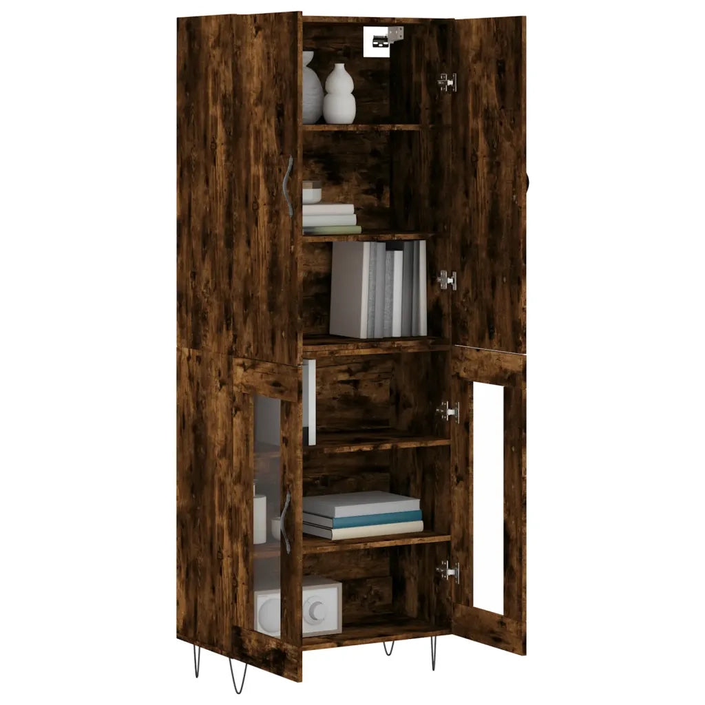 Credenza | Madia | Buffet da pranzo | Armadio da pranzo Rovere Fumo 69,5x34x180 cm in Legno Multistrato