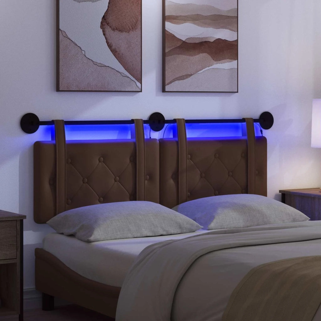 Testiera sospesa Con luce LED Marrone Similpelle 3424180