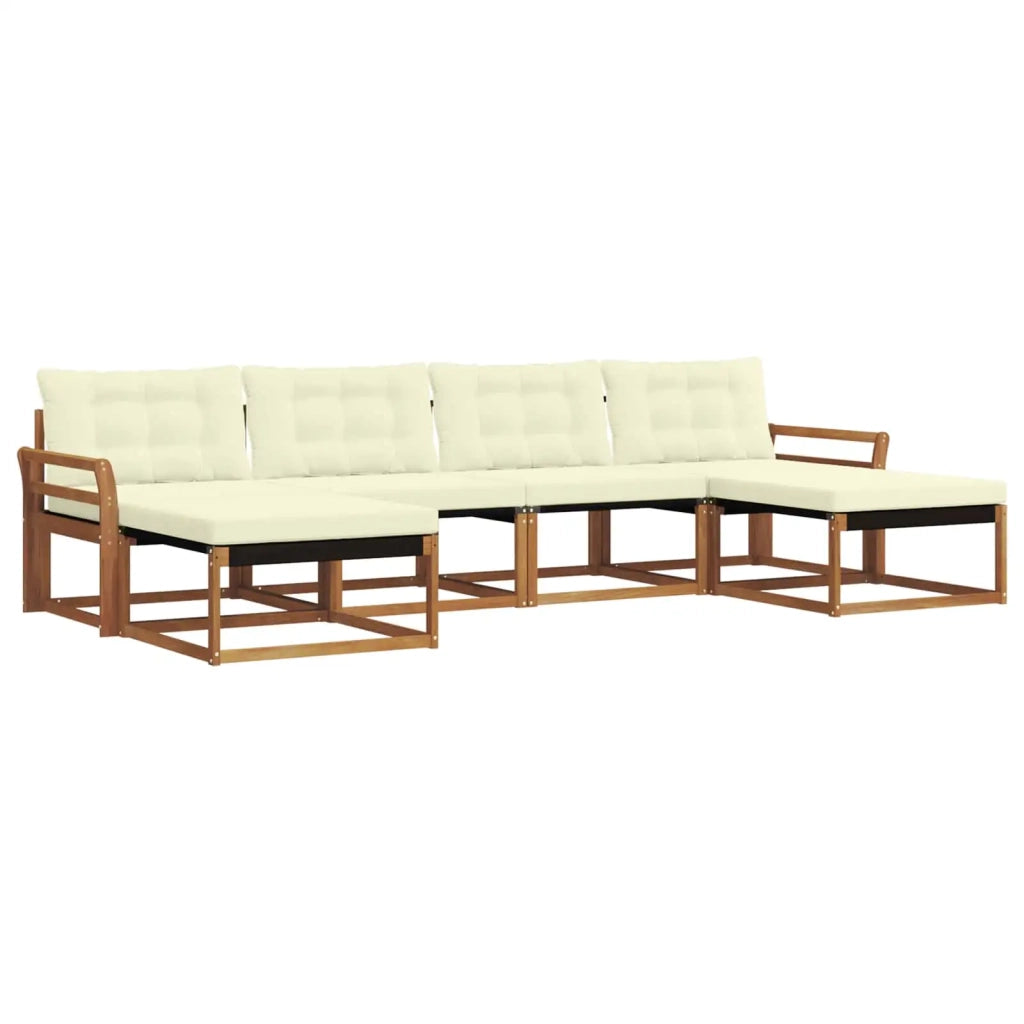 Set di divani da esterno con cuscino 6 pcs Naturale e Crema