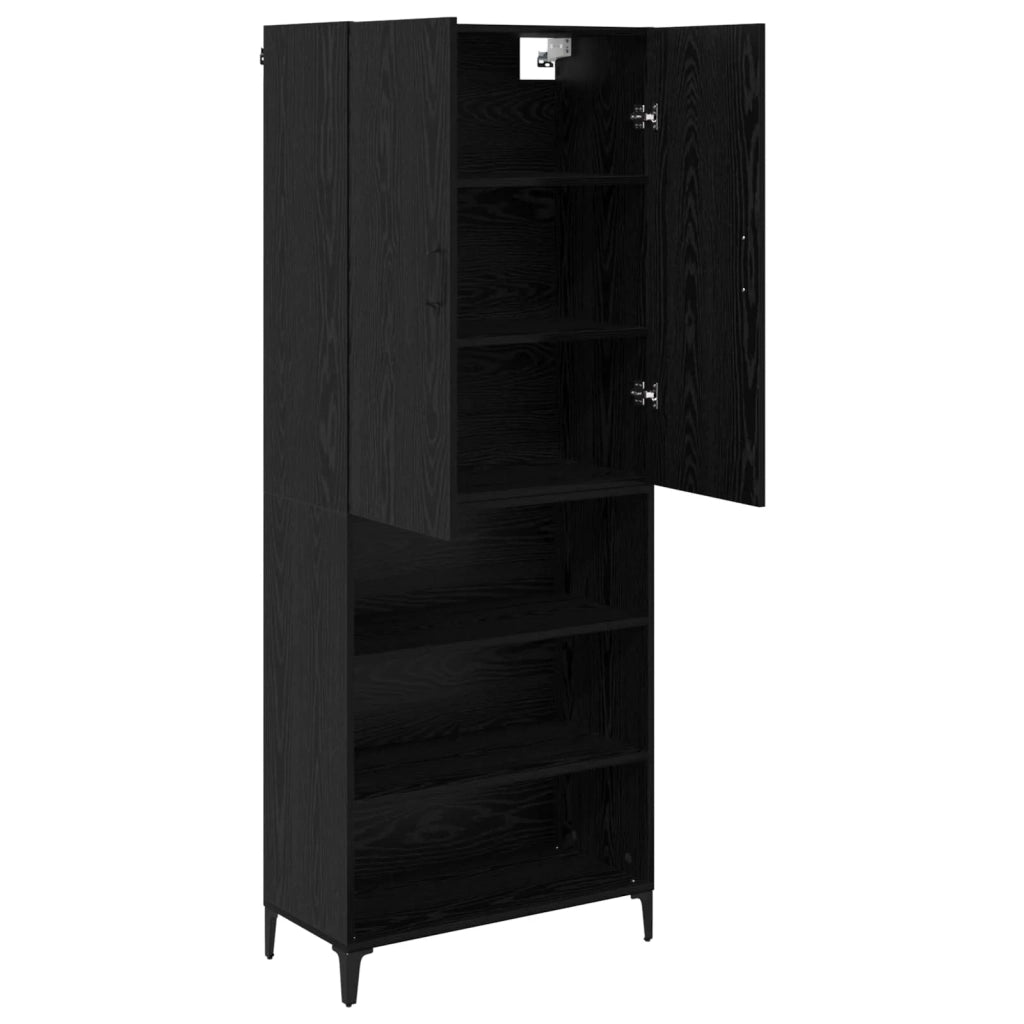 Credenza | Madia | Buffet da pranzo | Armadio da pranzo Rovere Nero 69,5 x 34 x 180 cm Legno multistrato