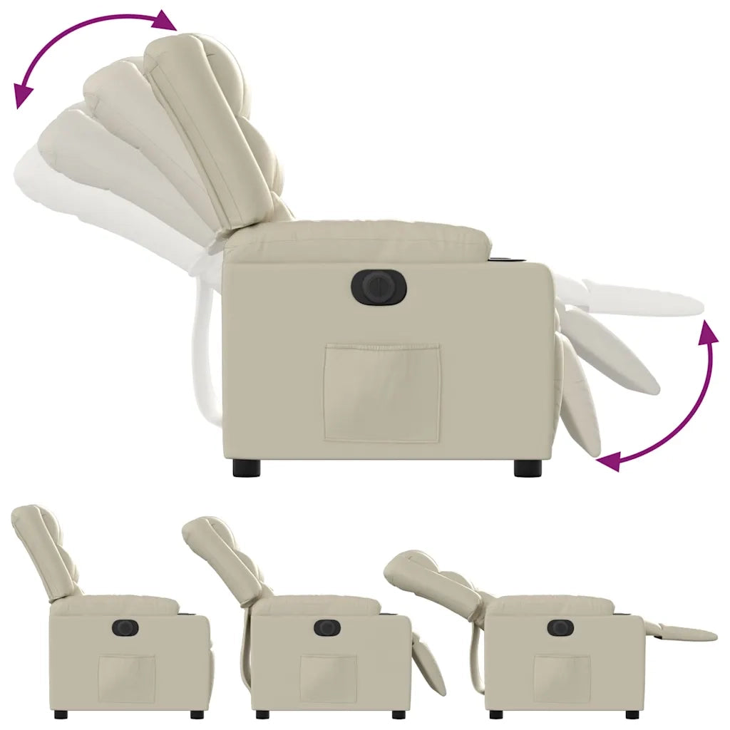 Poltrona Reclinabile Elettrica Crema in Similpelle