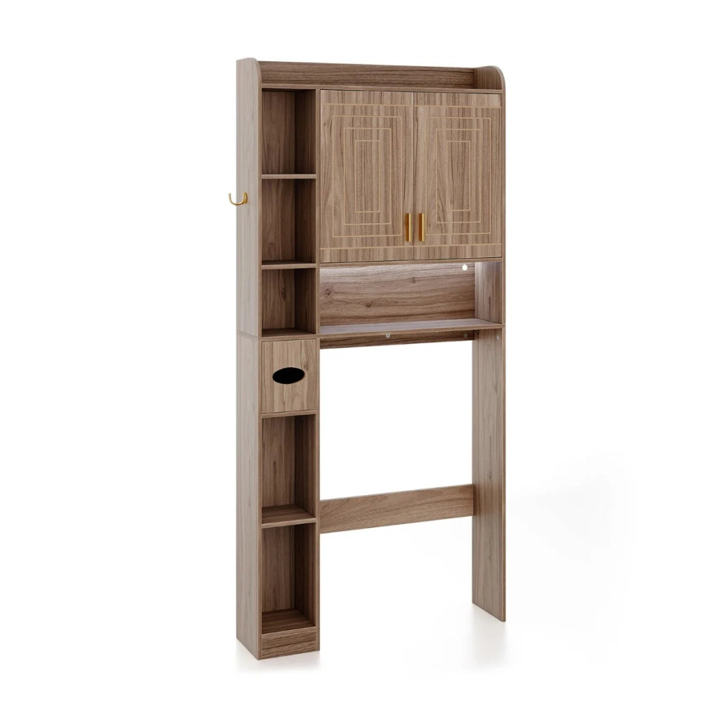 Mensola sopra il WC mobile contenitore indipendente 80 x 20 x 171 cm con illuminazione LED regolabile design naturale 20_0020497