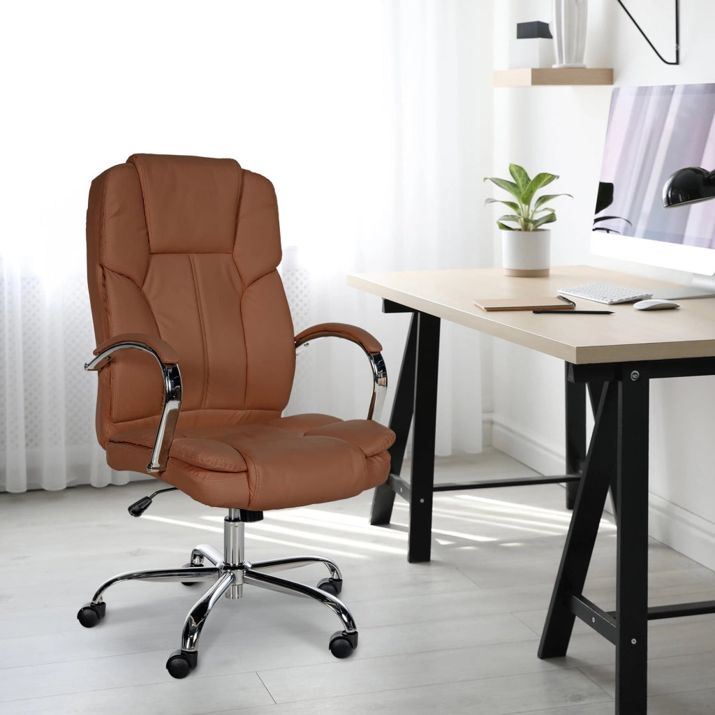 Poltrona ufficio XXL Xanthos in similpelle marrone chiaro