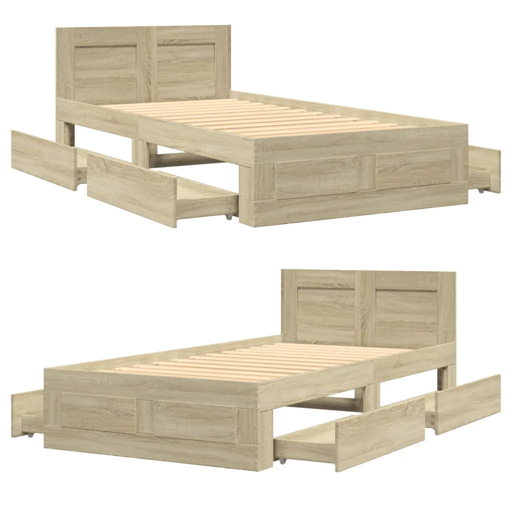 Giroletto con Testiera-Struttura Letto con testiera Rovere Sonoma 75x190cm Legno Multistrato 501887