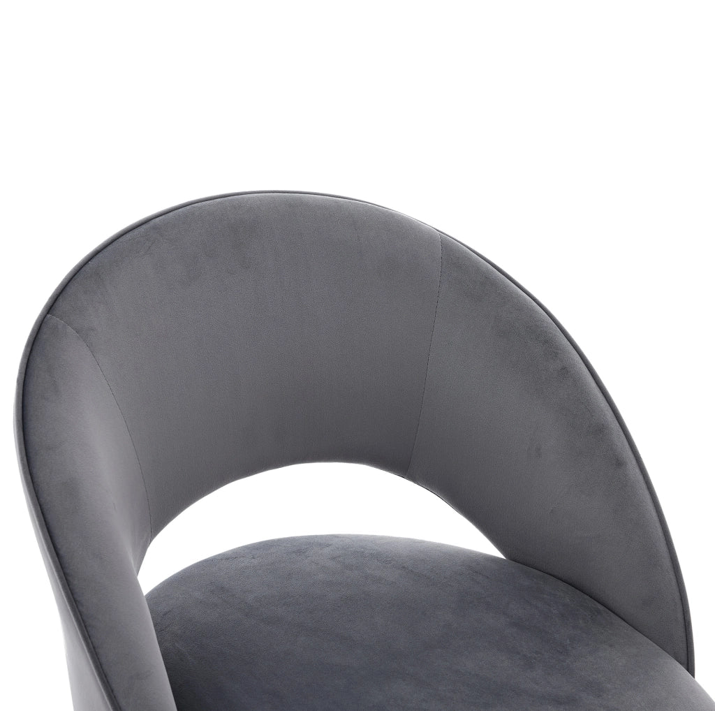 Set di 2 sedie da pranzo 67.01x61.01x53.19 cm in velluto; gambe in metallo; grigio e argento