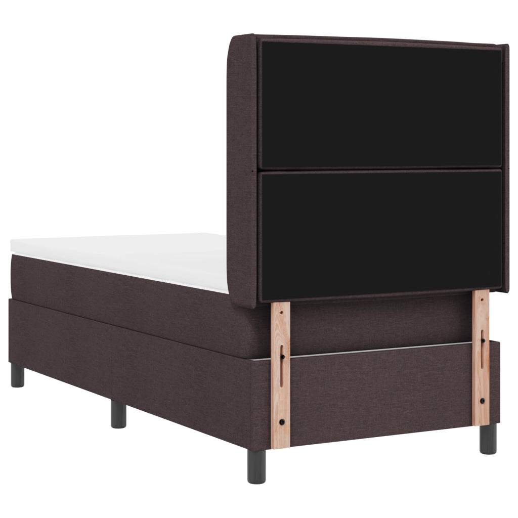 Letto a Molle con Materasso Marrone Scuro 100x200 cm Tessuto