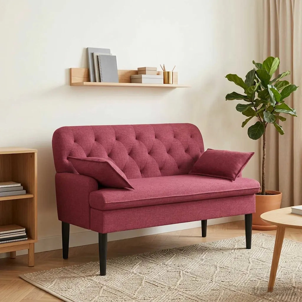 Loveseat con bottoni imbottiti Rosso Vino 111 x 68 x 80 cm 42041799