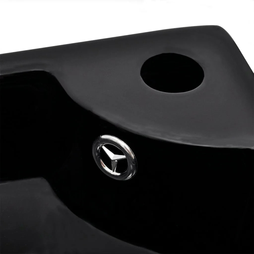 Lavabo da bagno con foro per troppopieno/rubinetto 45 x 32 cm ceramica nera 02_0002499