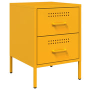 Comodino | Armadio da Notte | Mobiletto da notte Giallo Senape 36x39x50,5 cm in Acciaio