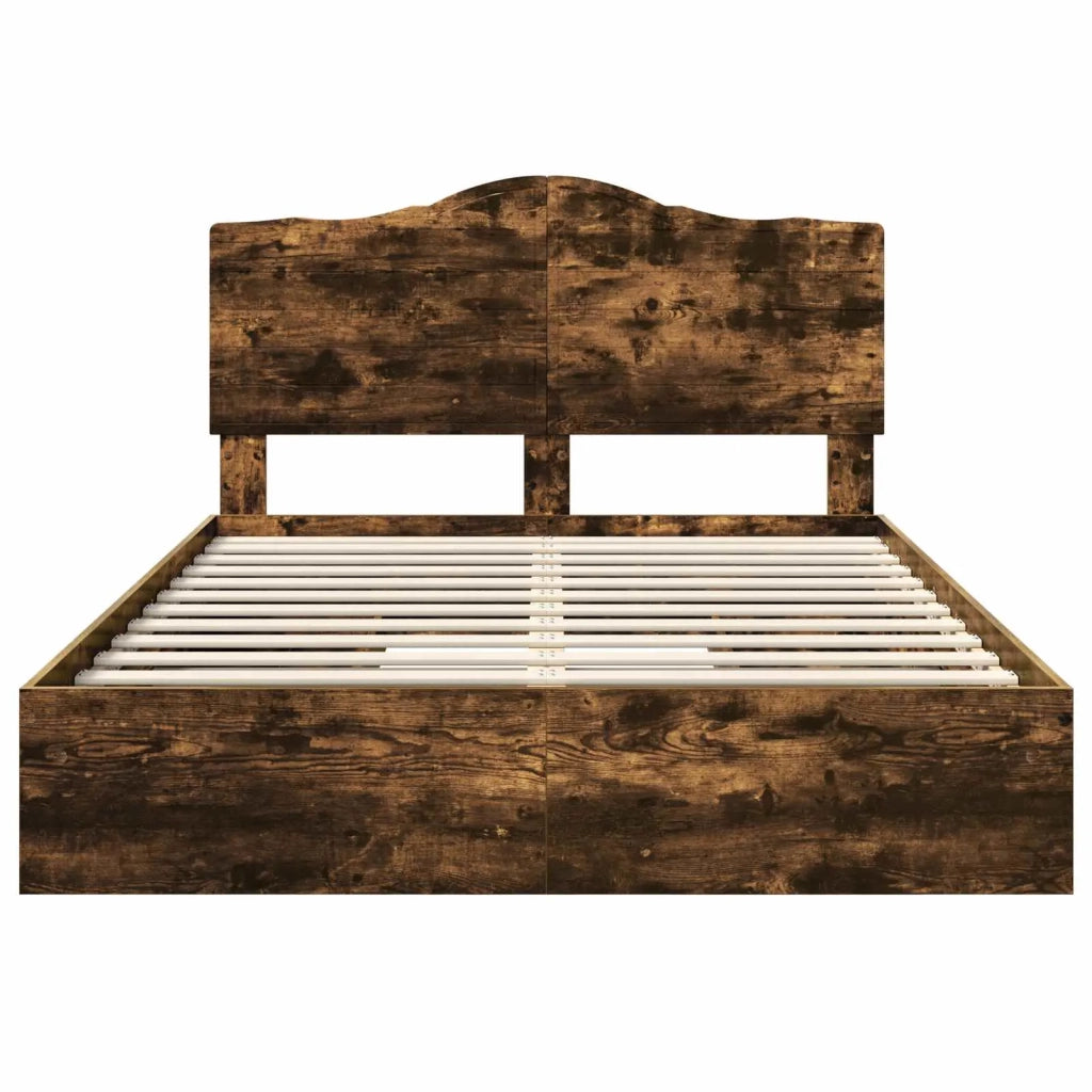 Letto con Contenitore con testiera Rovere fumé 160 x 200 cm