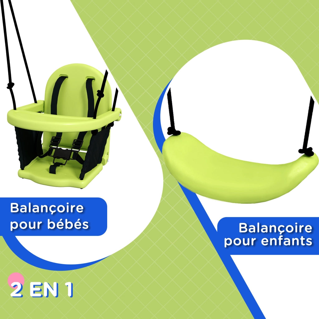 Altalena Portico 2 in 1 per Bambini ¨C Zephmum ¨C Verde con Cintura di Sicurezza a 5 Punti