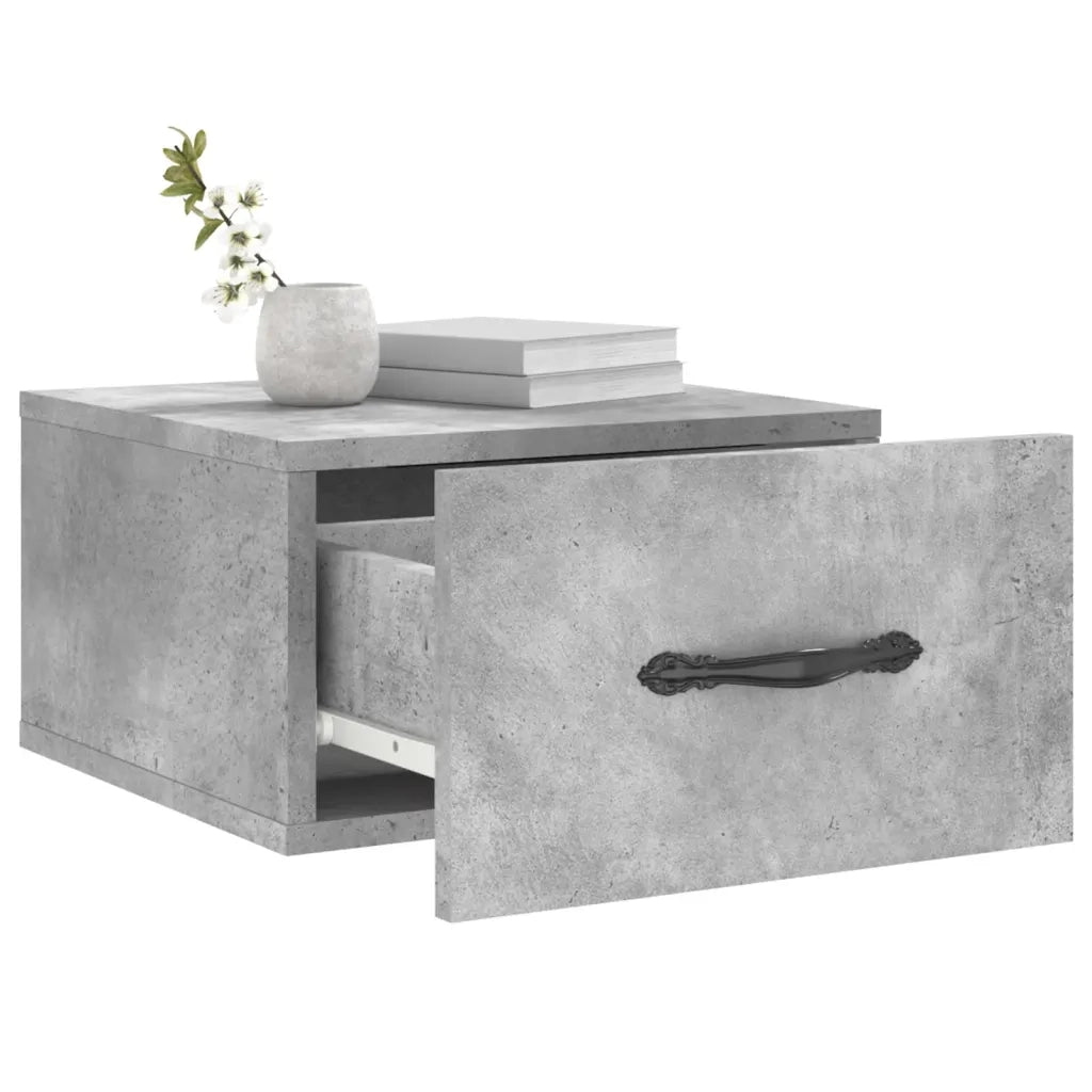 Comodino a Muro Grigio Cemento 35x35x20 cm 829812