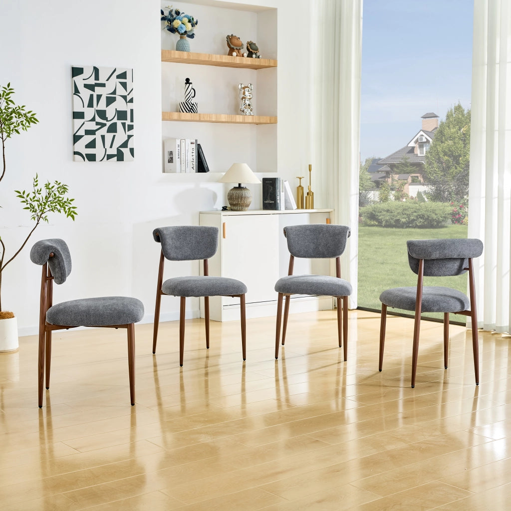 Set Tavolo e Sedie da Pranzo Imbottite con Schienale Curvo ¨C Xylo ¨C Tessuto, 4 Pezzi