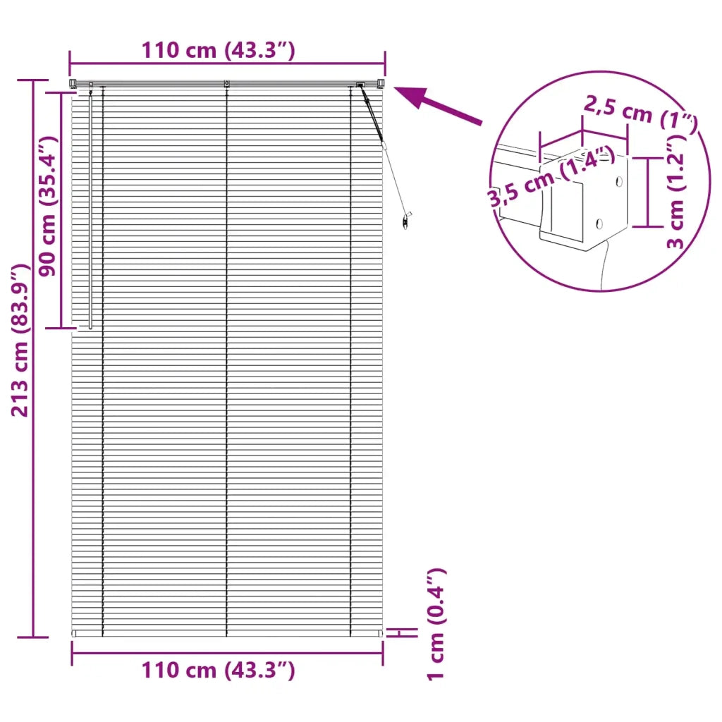 Tenda Veneziana Nero 213 x 110 cm 25 mm PVC