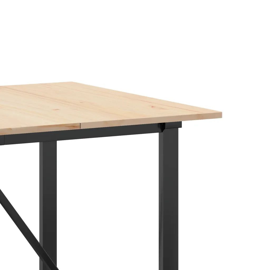 Tavolo da Pranzo Telaio a O 180x90x75 cm Legno Pino e Acciaio