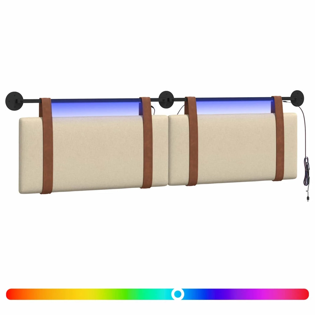 Testiera sospesa Con luce LED Crema PU Antico