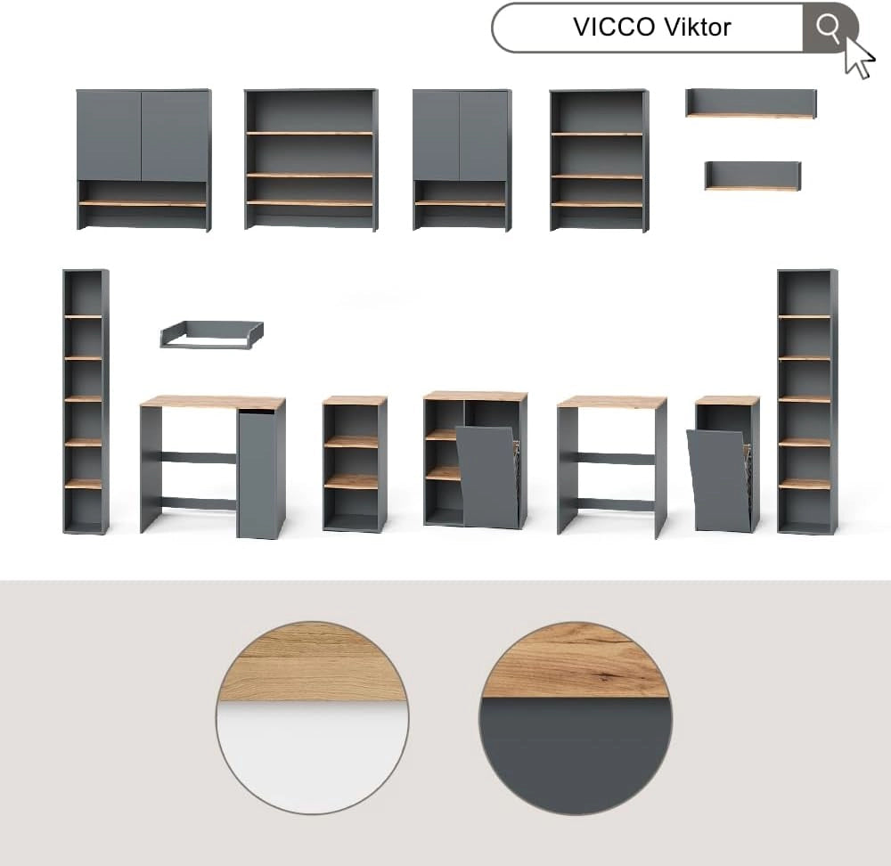 Mobile sottolavabo per bagno Viktor, Bianco/Artisan, 60.2 x 65 cm, con foro per sifone e ripiano interno regolabile in altezza