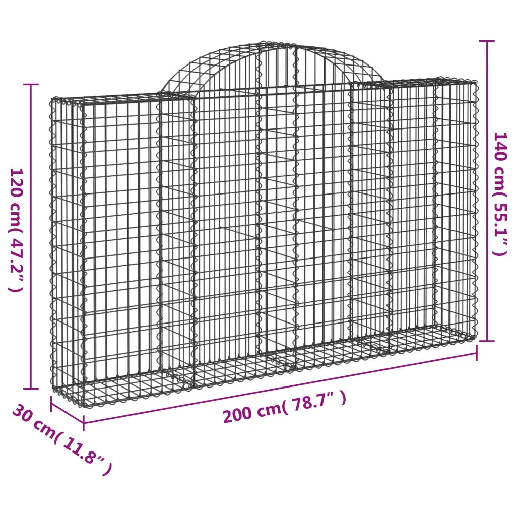 Cesti Gabbioni ad Arco 4 pz 200x30x120/140 cm Ferro Zincato 3146133