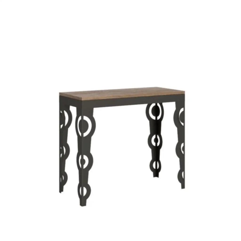 Consolle allungabile 90x40/196 cm Karamay Small Evolution quercia natura telaio e gambe antracite