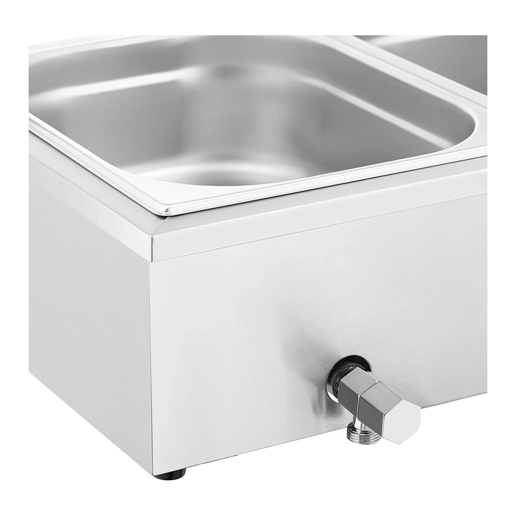Bagnomaria - 2.000 watt - 3 x GN 1/2 - rubinetto di scarico - coperchio in vetro 14_0004222