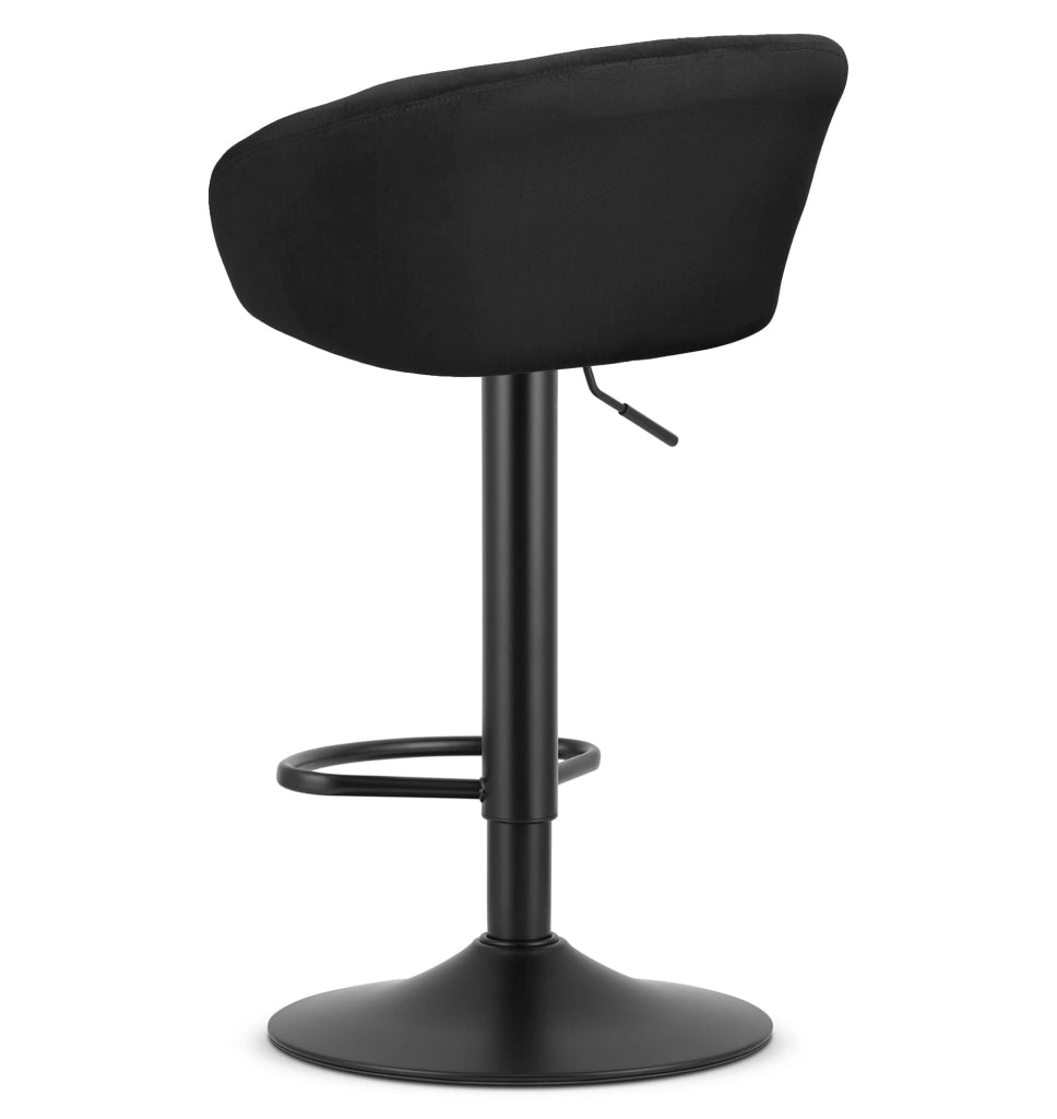 Sgabello VALORA EAST - velluto nero / base nera per soggiorno, cucina, sala da pranzo