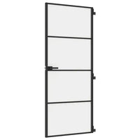 Porta Interni Sottile Nera 83x201,5cm Vetro Temperato Alluminio 155119