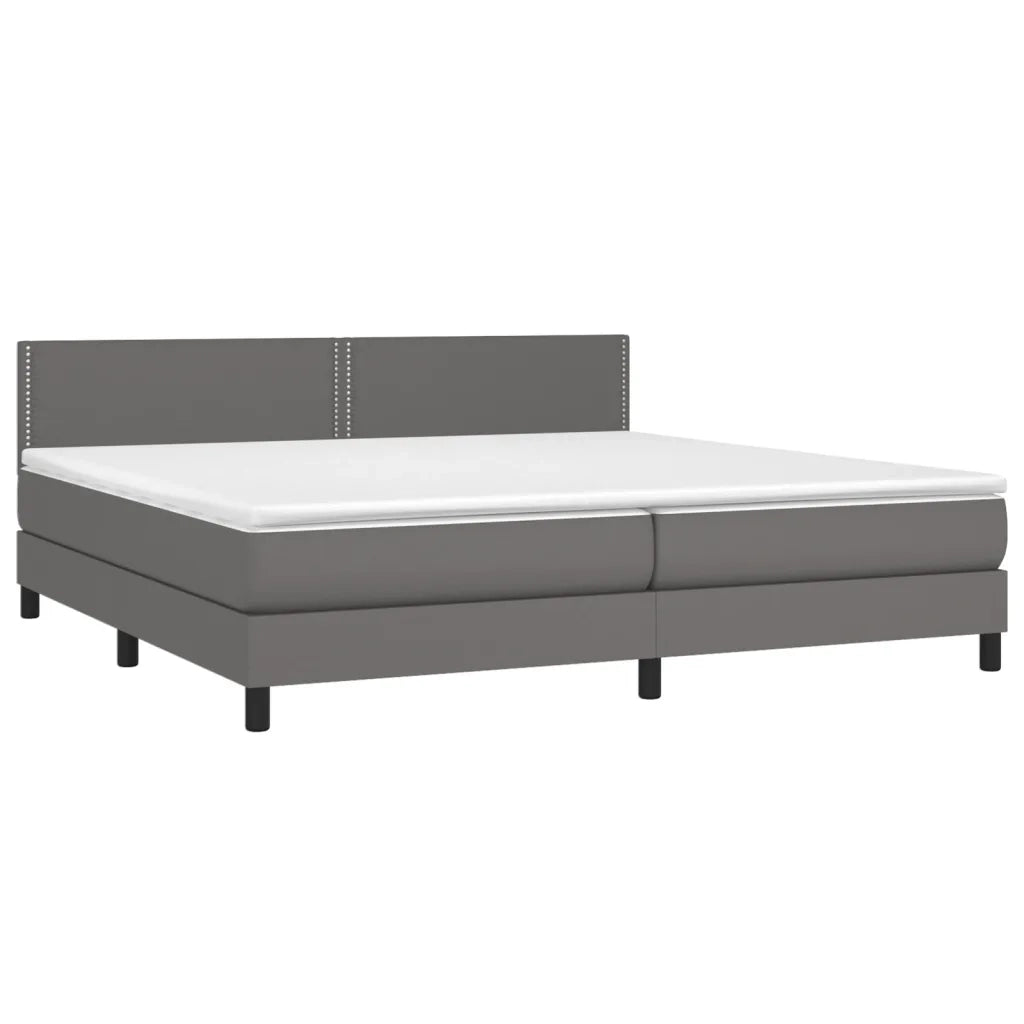 Giroletto Molle con Materasso e LED Grigio 200x200cm Similpelle cod mxl 60415