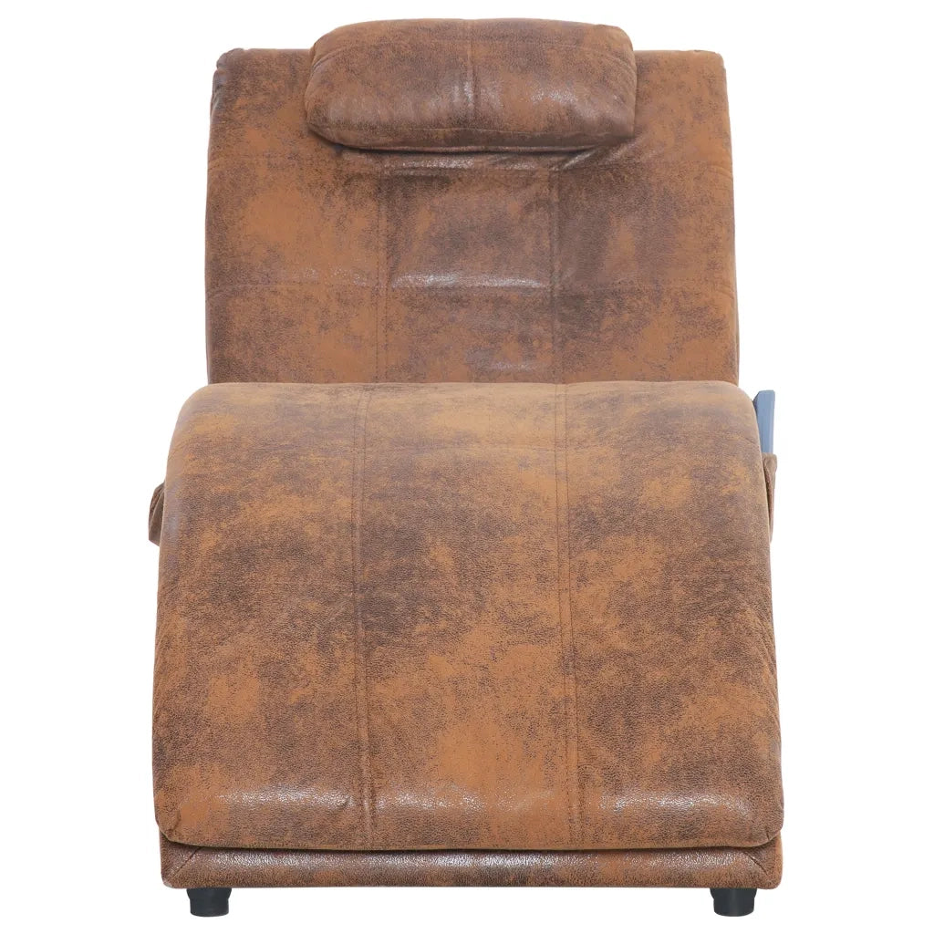 Sdraio Massaggiante con Cuscino Marrone Similpelle Scamosciata CFW7741602