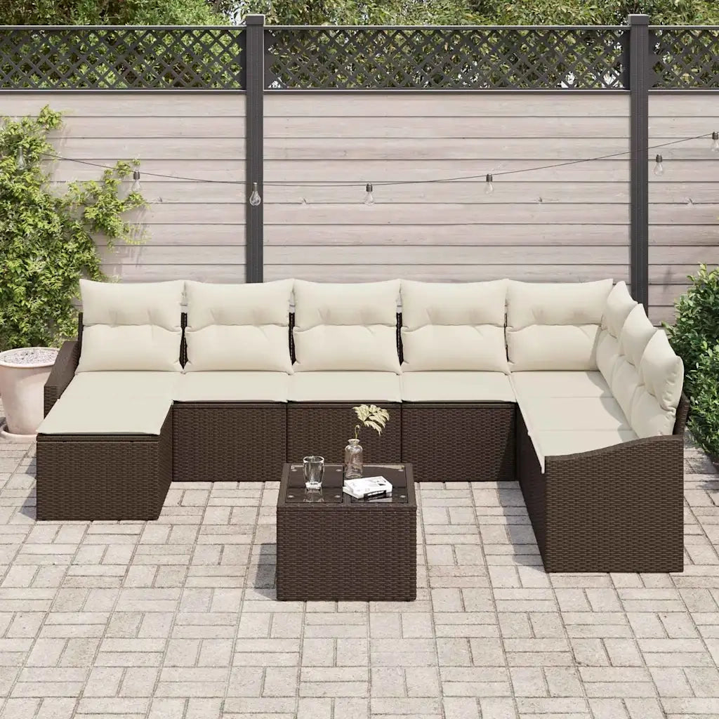 Set Divano da Giardino 8 pcs Marrone e Crema polyrattan 3355517