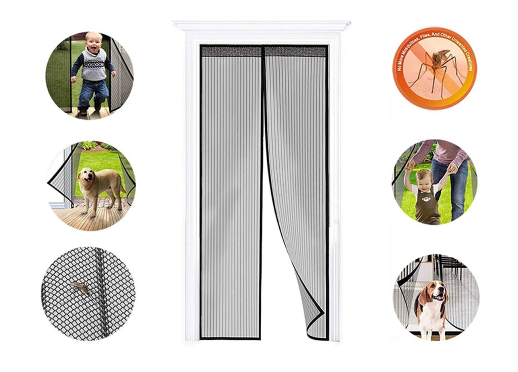 Zanzariera Magnetica Per Porta Ingresso E Finestre Anti Insetti Zanzare Protezione Cimici Mosche Si Chiude da Sola - 90X210 - Nero