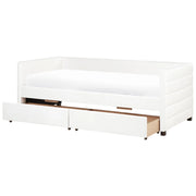 Letto con contenitore con cassetti in velluto bianco sporco 90 x 200 cm stanzetta design elegante