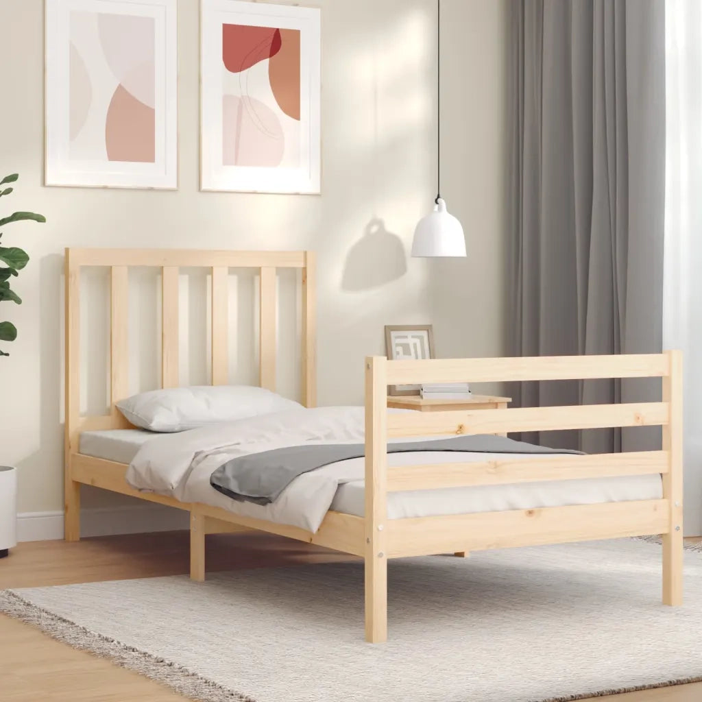 Giroletto con Testiera Single-Struttura Letto in Legno Massello 215424