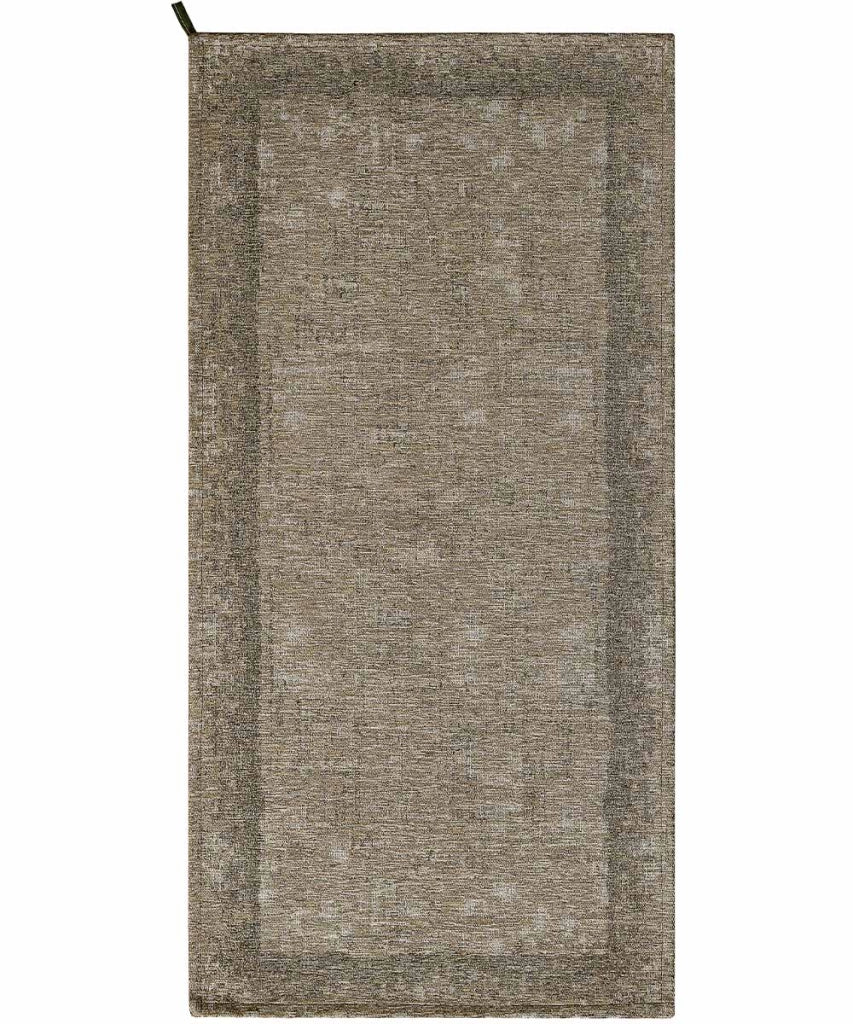 Tappeto moderno DUBLINO FANGO elegante cornice tinta unita, passatoia cucina multiuso lavabile antiscivolo cm.55x190