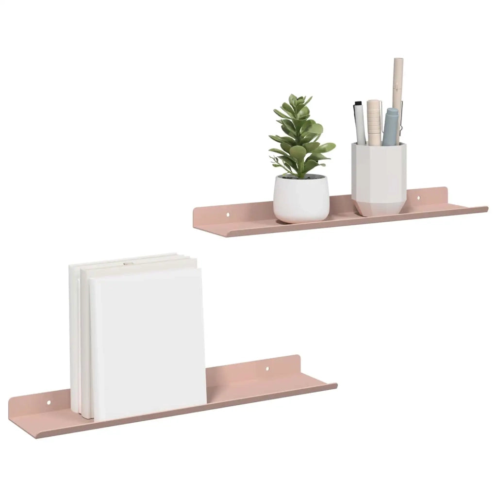 Mensola sospesa 2 pcs Rosa 40 x 8,5 x 2,5 cm Acciaio