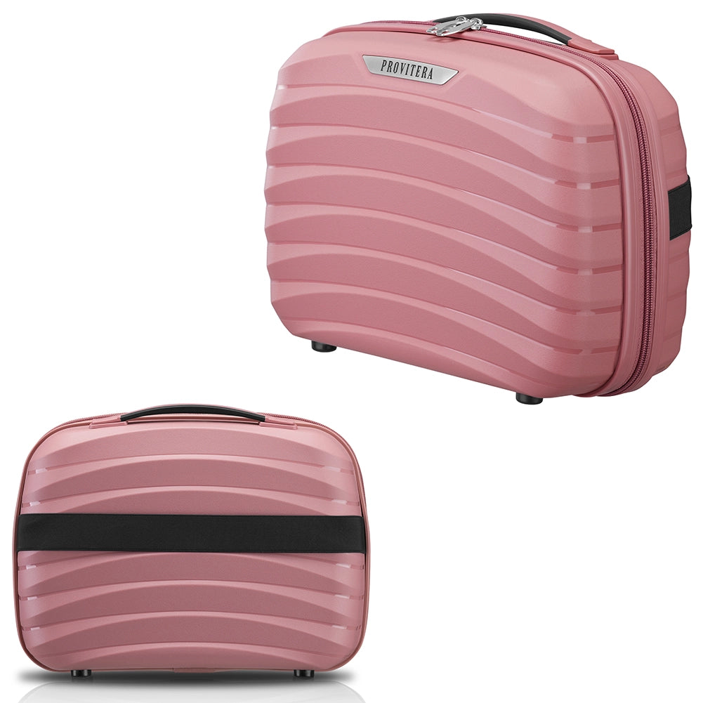 Set 4 Valigie Trolley da Viaggio con Beauty Rigide in Polipropilene Rosa