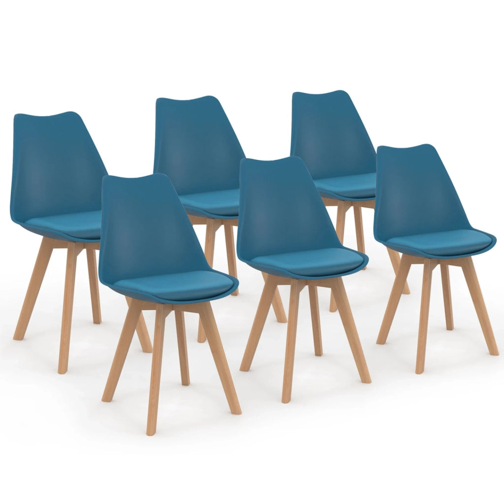 IDMarket - Set di 6 sedie SARA blu anatra per sala da pranzo