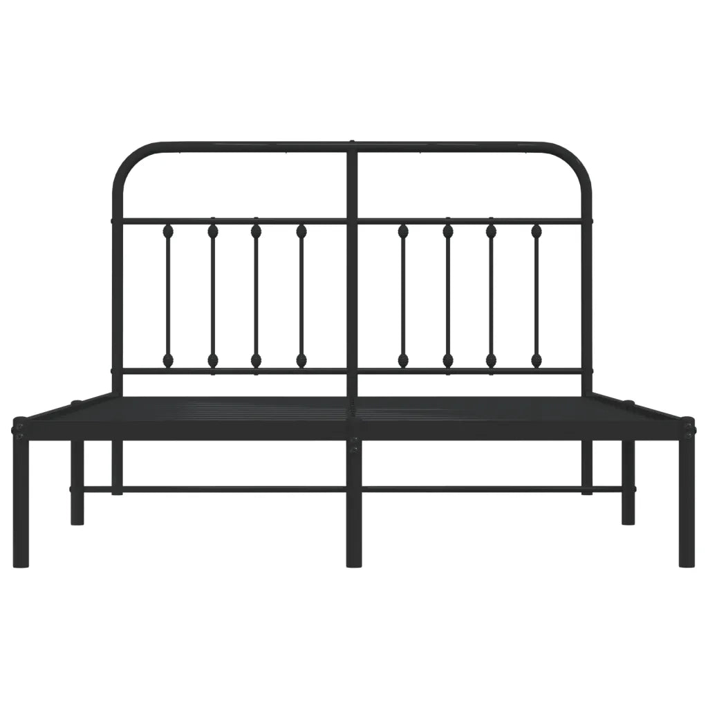 Giroletto con Testiera-Struttura Letto con testiera in Metallo Nero 140x190 cm 156324