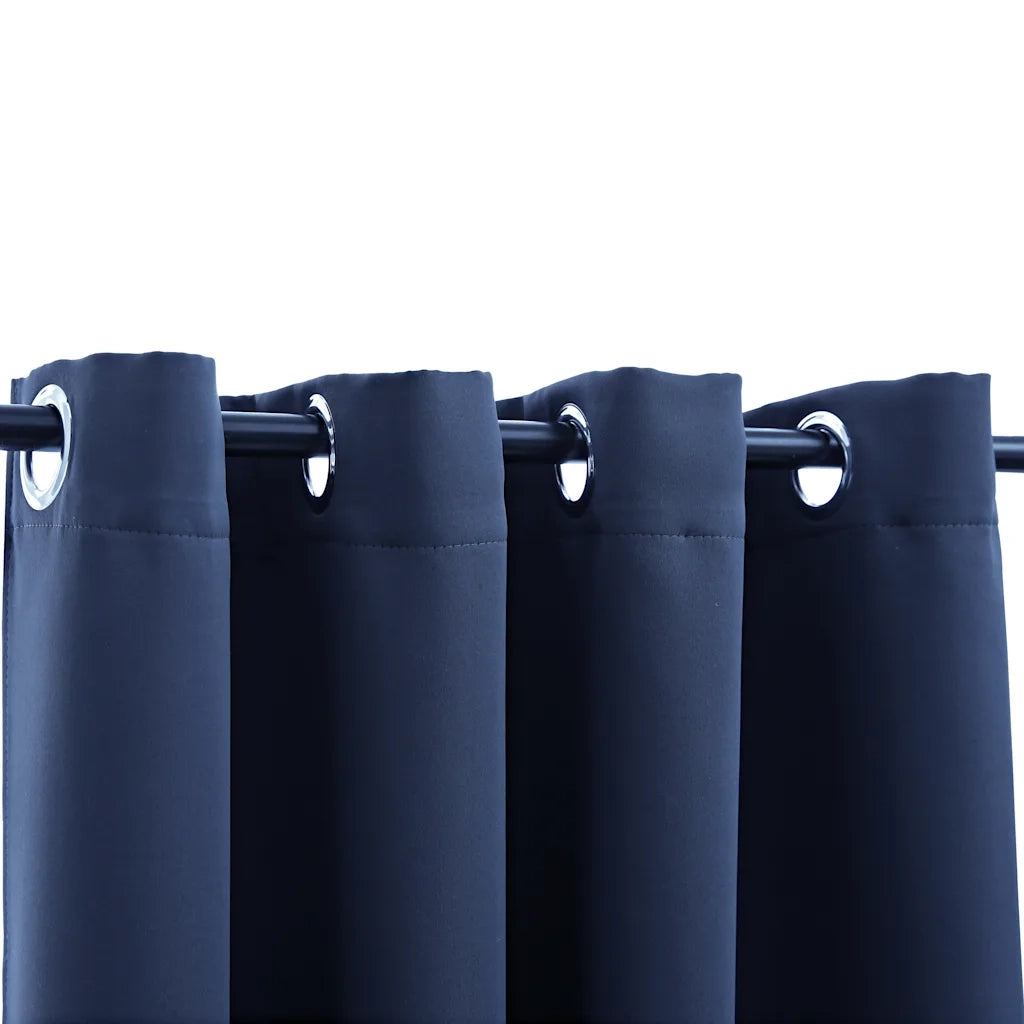 Tende Oscuranti con Anelli in Metallo 2 pz Blu 140x245 cm cod mxl 67691