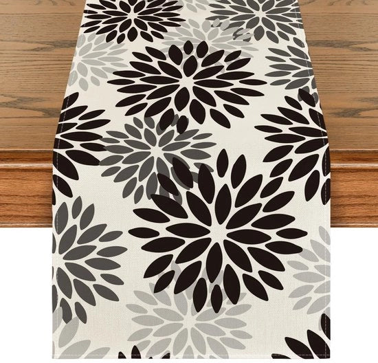 Decorazione per Tavola di Halloween con Fiori Neri di Dahlia, Decorazione per Interni, Tavola da Pranzo, 40x300 cm