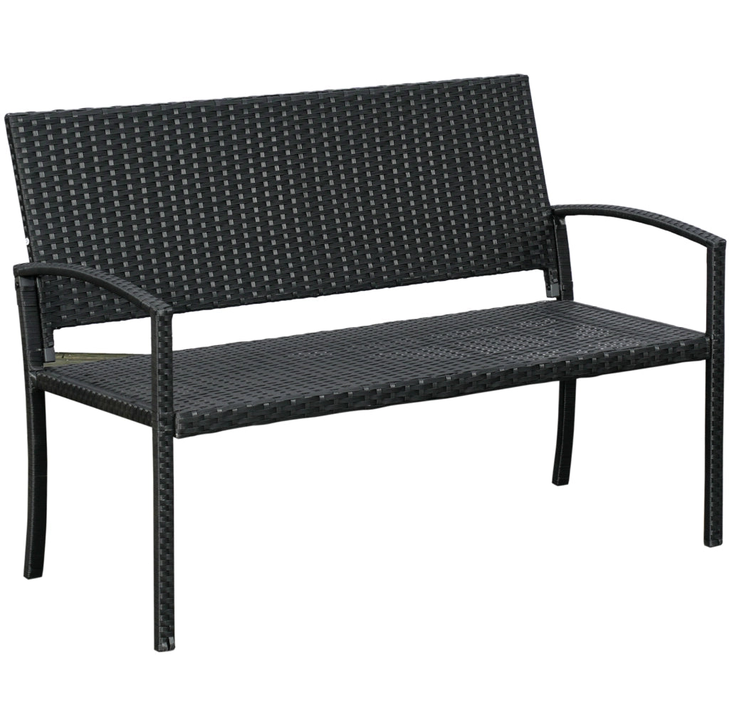 Panchina 2 posti in polyrattan nero con struttura in acciaio