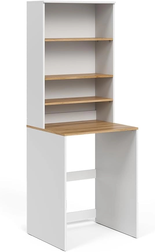 Mobile lavatrice Viktor, Bianco/Artisan, 66 x 88.2 cm 2 parti con ripiano, adatto per l'installazione su lavatrici standard